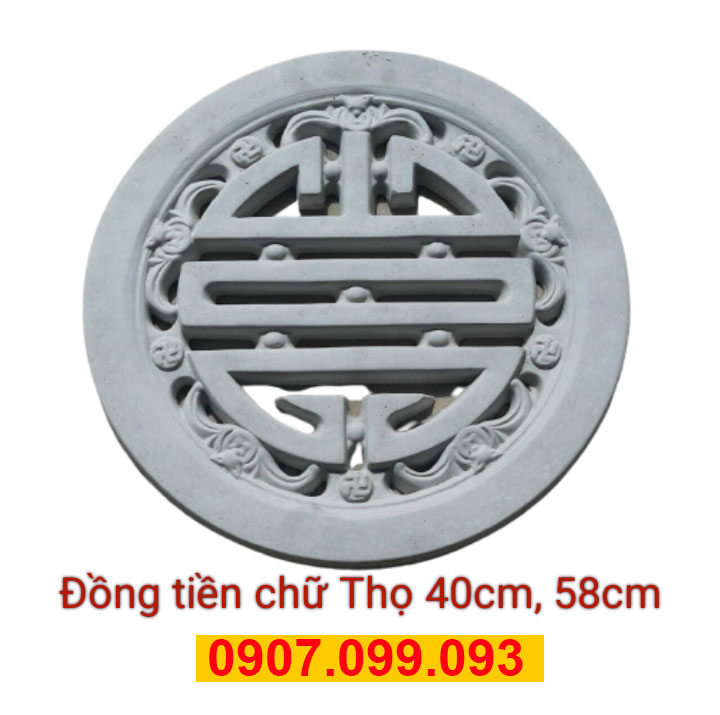 Phù điêu đồng tiền chữ thọ 40cm , 58cm