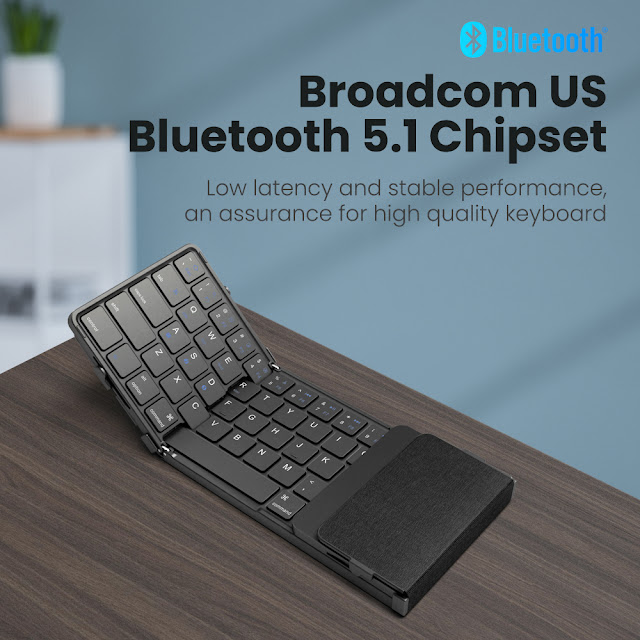 Portable Mini folding Wireless bluetooth 5.1 keyboard with 3 Mode Connection for Windows Android IOS Tablet Phone