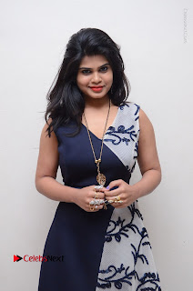 Telugu Actress Alekhya Stills in Blue Long Dress at Plus One ( 1) Audio Launch  0094.jpg