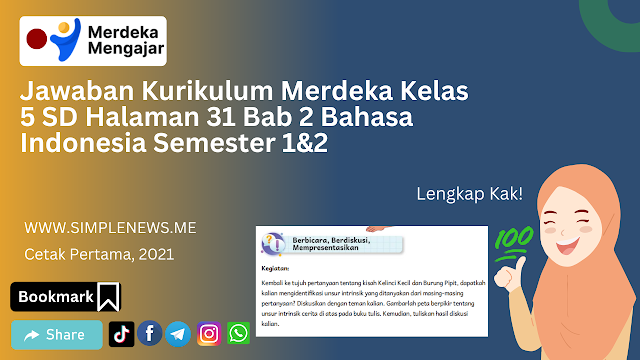 Jawaban Kurikulum Merdeka Kelas 5 SD Halaman 31 Bab 2 Bahasa Indonesia Semester 1&2 www.simplenews.me