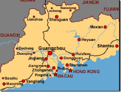 Guangdong Province Map from world-shop1.com via Google Image