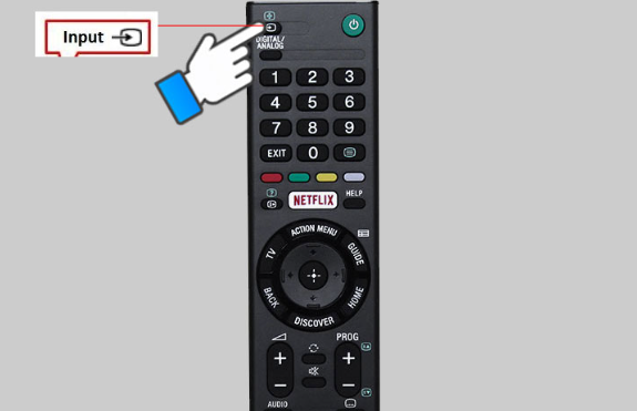 Nút INPUT trên điều khiển tivi Sony ở đâu?
