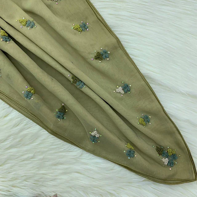 warna tudung bawal  green gray