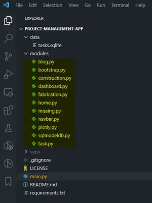 reactpy project management modules
