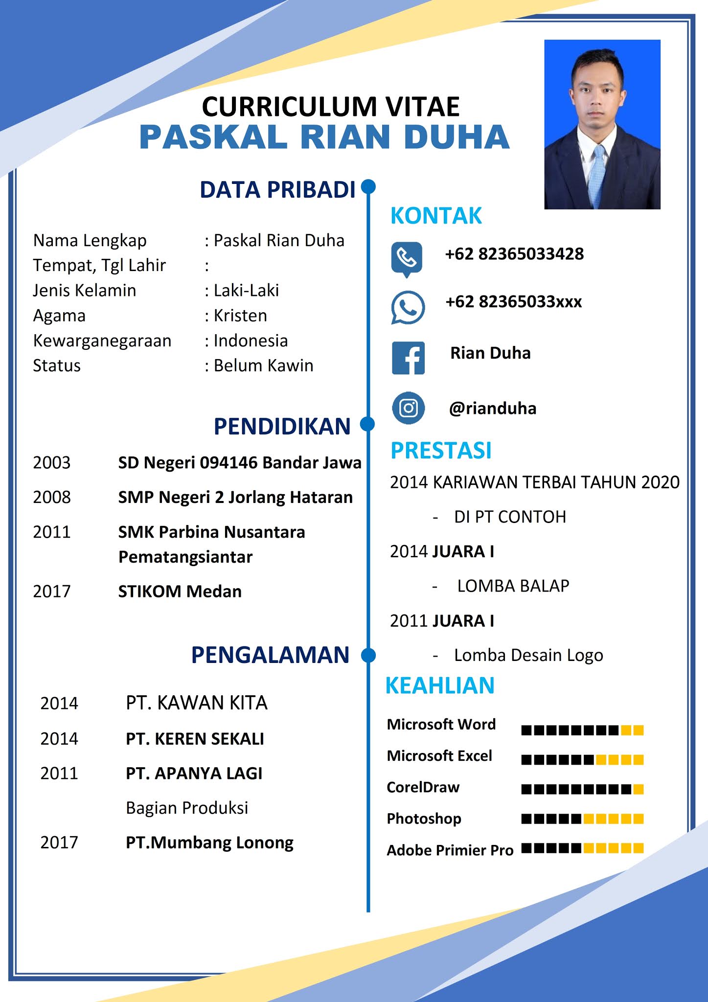 Download Gratis Template CV Lamaran Kerja Format Doc (Ms