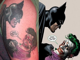 Batman and joker on upper arm