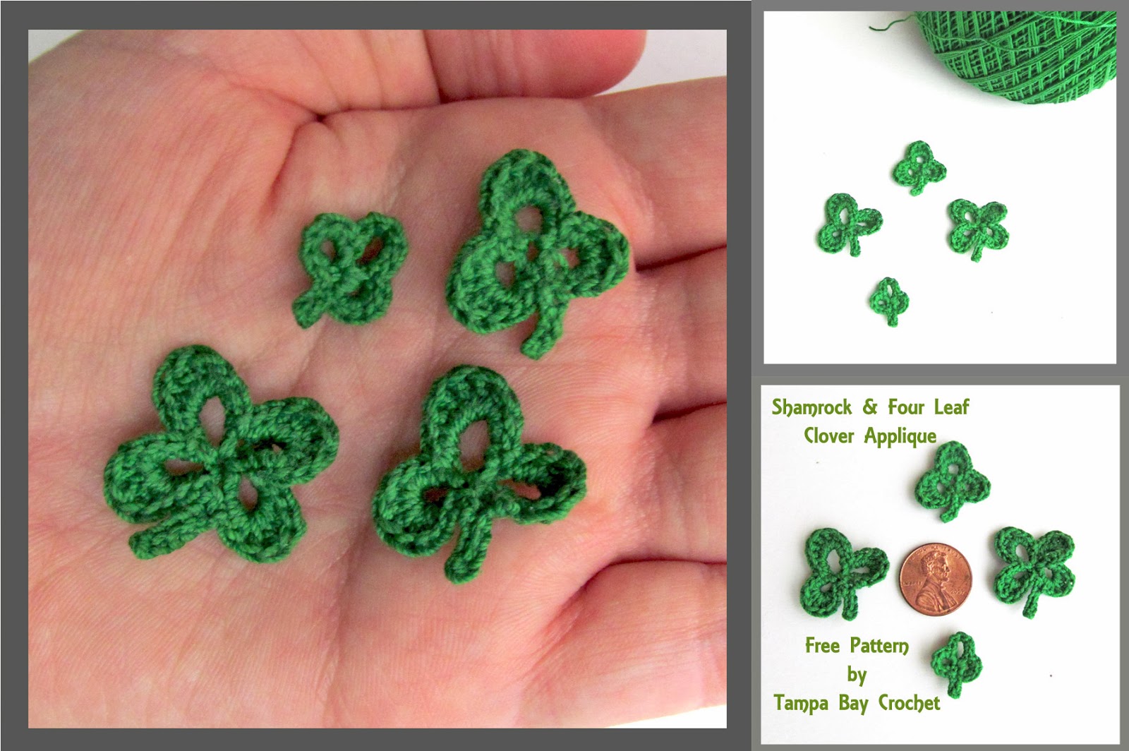 Download Tampa Bay Crochet: Free Crochet Pattern Release: Shamrocks and Four Leaf Clover Applique Pattern