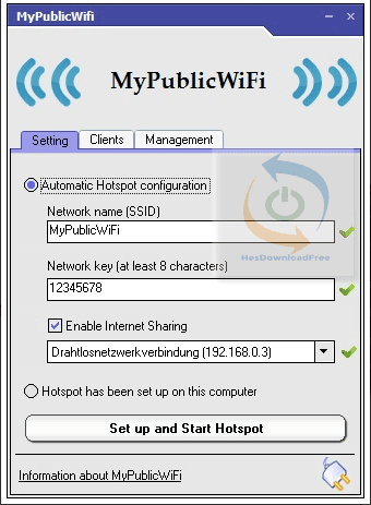 واجهة برنامج my public wifi