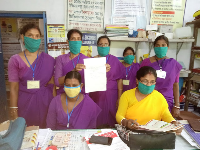 Covid-19 মোকাবিলায় ফ্রন্টলাইন ওয়ার্কারদের প্রয়োজনীয় সমস্ত সুরক্ষার দাবিতে রাজ্য জুড়ে প্রতিবাদ