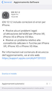  Apple rilascia iOS 12.1.2