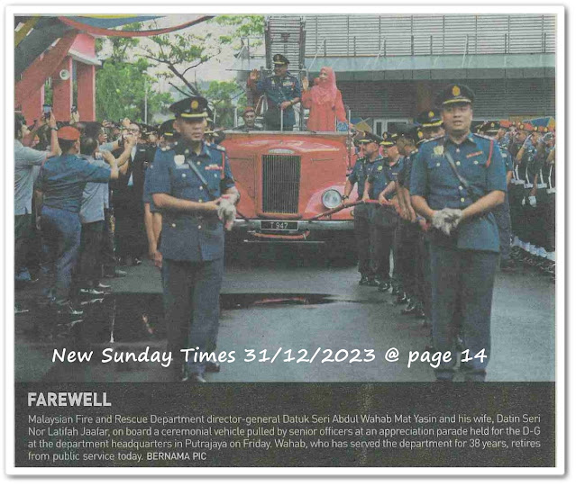Lensa kamera ; Farewell - Keratan akhbar New Sunday Times 31 December 2023