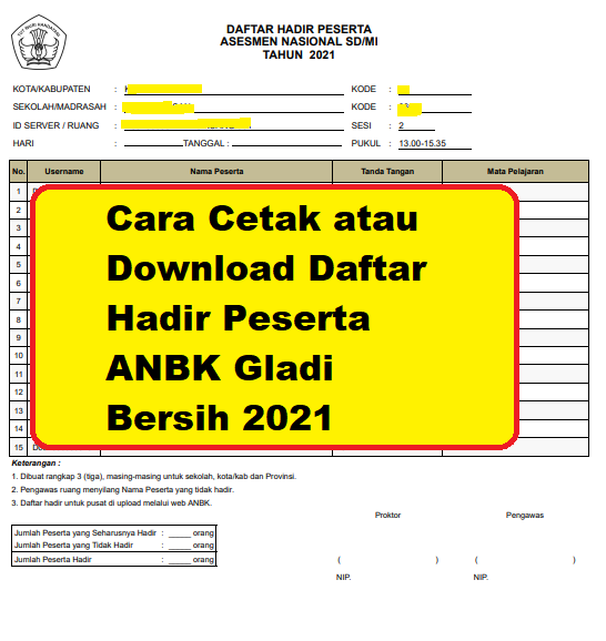 Cara Cetak atau Download Daftar Hadir Peserta ANBK Gladi Bersih 2021