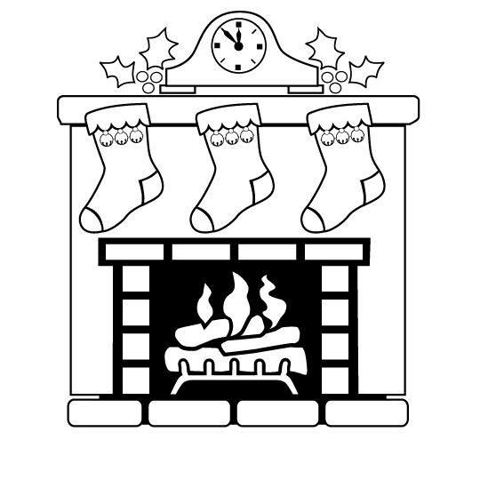 Christmas Fireplace Coloring Pages Printable 2