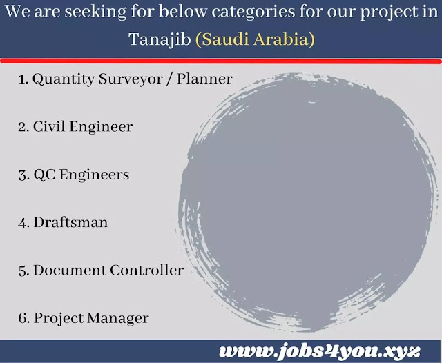 Required for below categories for our project in Tanajib Saudi Arabia