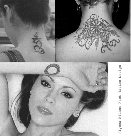 Alyssa Milano Neck Tattoo Design