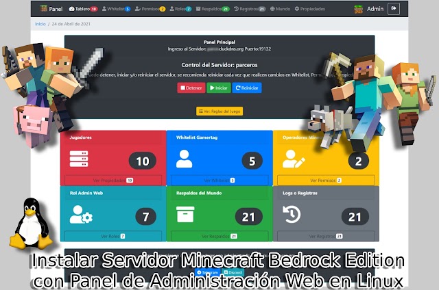 Instalar Minecraft Bedrock Edition Server con Panel de Administración Web en Linux