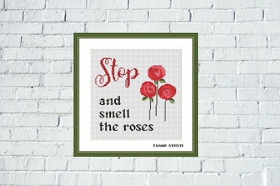 Stop and smell the roses funny cross stitch pattern