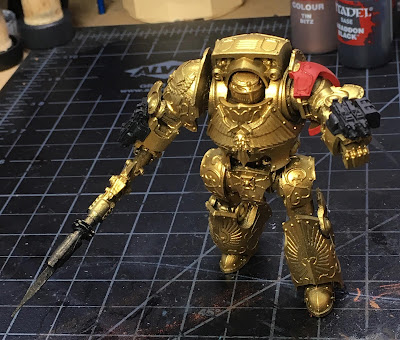 Legio Custodes Contemptor-Achillus Dreadnought WIP - base coat applied