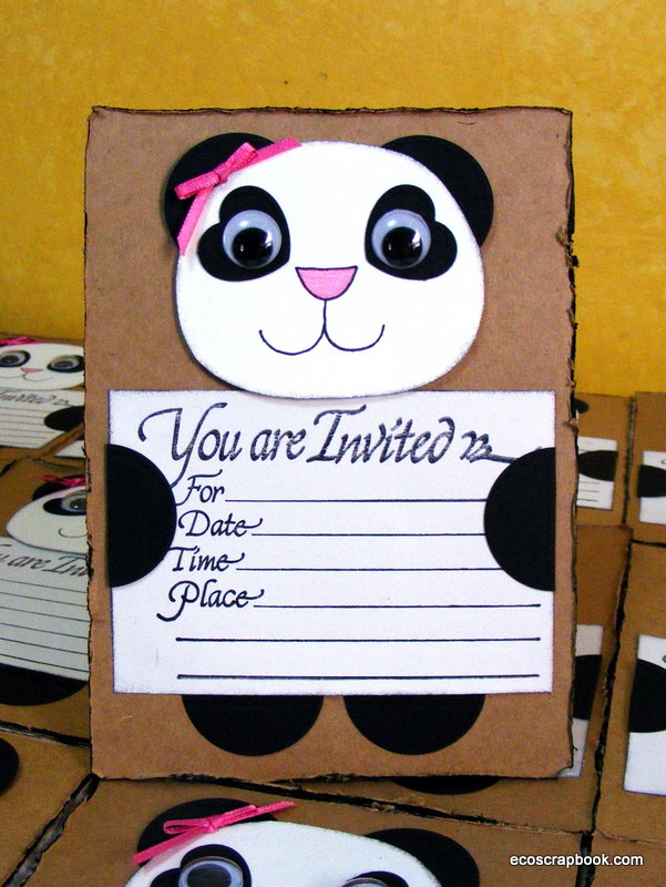 EcoScrapbook Tutorial Panda  Bear Birthday  Party  Invitations