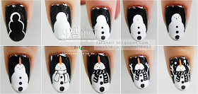 Easy drawing with nail brush! EASY Christmas nail art, Snow/snowman/tress nail art