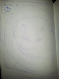 Sketch for letter C - Cheshire cat and Constellation of Ursa Major - Callisto version 1