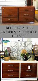 BEFORE AND AFTER MODERN FARMHOUSE DRESSER USING GENERAL FINISHES MILK PAINT NEW COLOR ALABASTER DIY MAKEOVER 