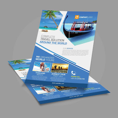 travel, tour, holiday print flyer template
