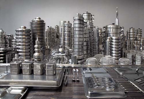 cityscape silverware sculpture by zhang wang