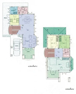 บ้านสองชั้น 3ห้องนอน 2ห้องน้ำ 1 จอดรถ [แบบบ้านพรอำไพ2]