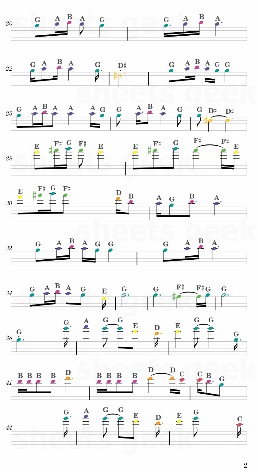 Drift Away Steven Universe Easy Sheet Music Free for piano, keyboard, flute, violin, sax, cello page 2