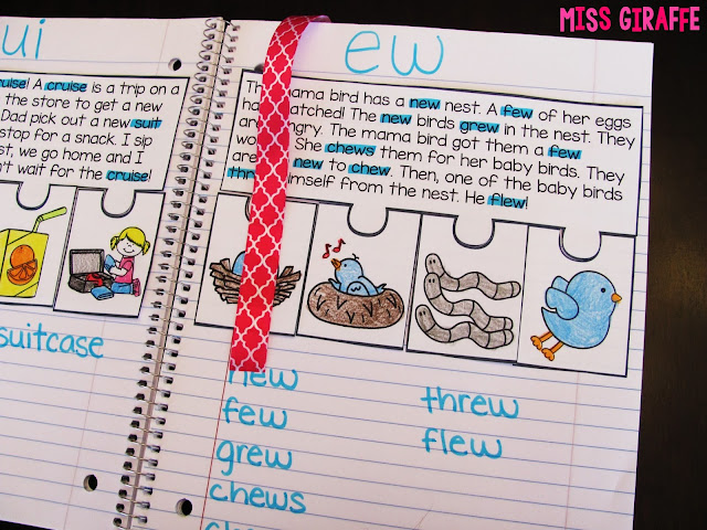 Use a ribbon to bookmark phonics interactive notebooks and other great ideas