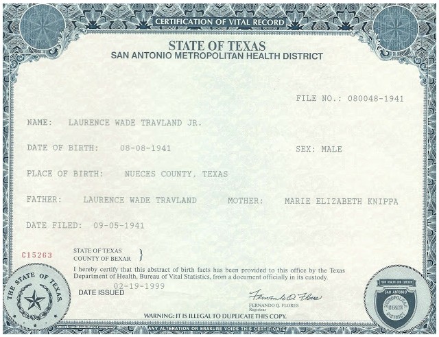 Examples Of Best Certificate: Texas Birth Certificate
