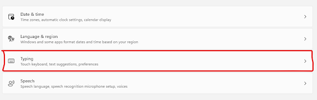 window typing setting