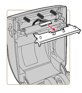 desconectando a cabeça de impressão da impressora de etiquetas intermec PC43t