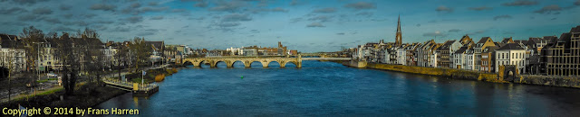 Panorama of the Saint Servatius Bridge and the river Maas