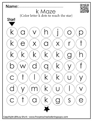 Letter K dot markers free preschool coloring pages ,learn alphabet ABC for toddlers