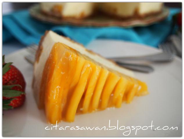 Chilled Mango Cheese Cake / Kek Keju Mangga Dingin 