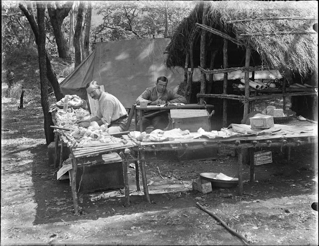 Geological survey team at work in the field camp. E.O. Teale photograph collection.