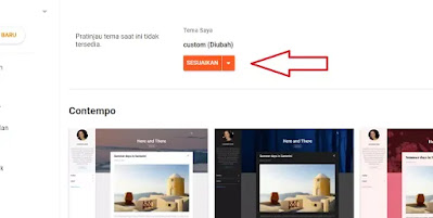 Klik icon tanda panah kebawah Cara Praktis Mengganti Tema Blog