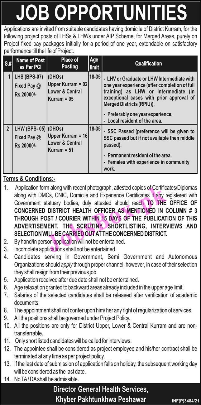 Health Department Kurram  District Health Officer Office,government jobs 2021