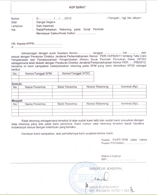 Contoh Surat Pemberitahuan No Rekening - Contoh Surat 