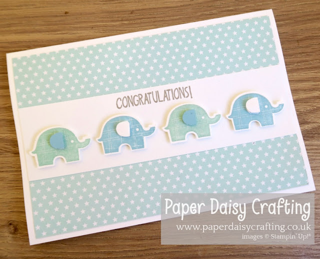 Stampin Up Little Elephant blue baby card