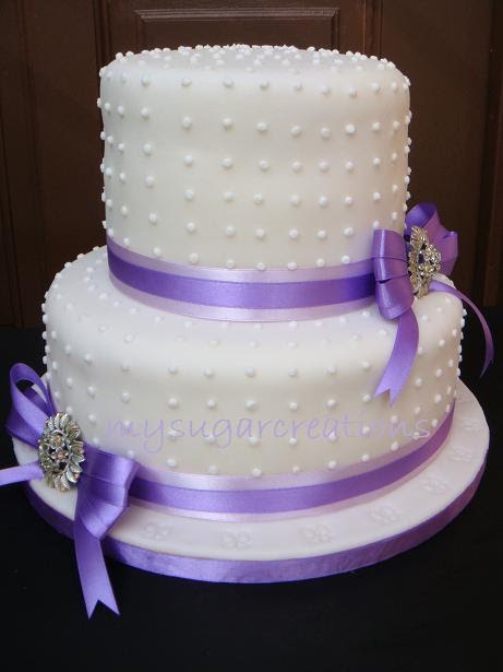Wedding Cake Purple Ribbon 3recipe 2tier 6 and 9 round Lemon Butter 