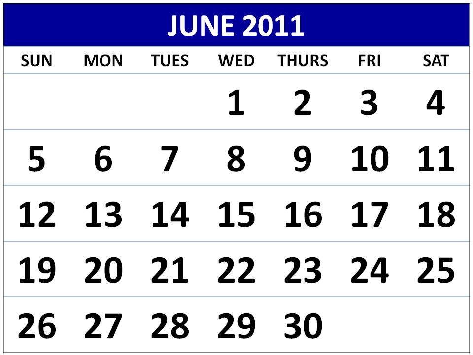 2011 calendar june