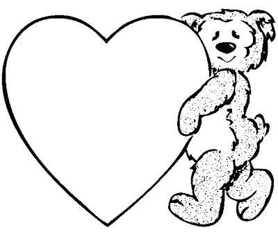 Happy Valentine's Day with coloring: teddy bear, hello kitty and banner.