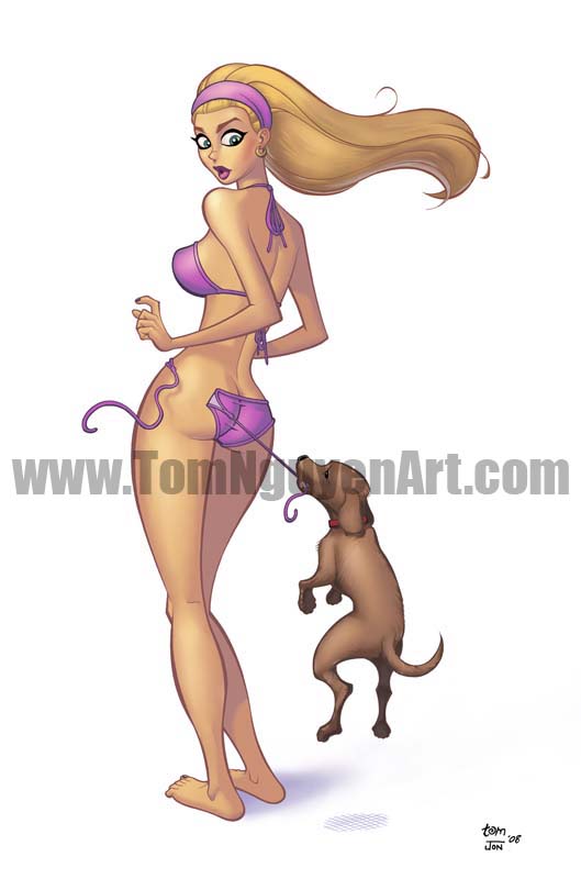 Cartoon Girl Walking. wallpaper girl walking dog