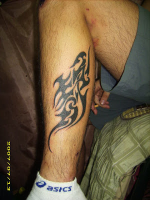 Chinese character free tattoo design on the leg 