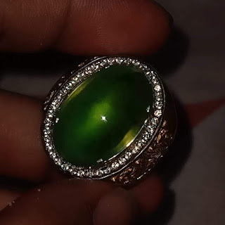 Batu Bacan Gulau Green Kristal HQ Premium BC087 Giwang Melintir Ikatan Perak