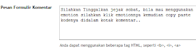 Membuat Pesan Formulir Komentar dan modifikasinya
