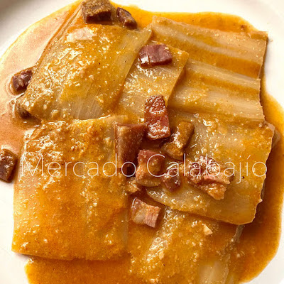 Pencas de acelga guisadas con jamón